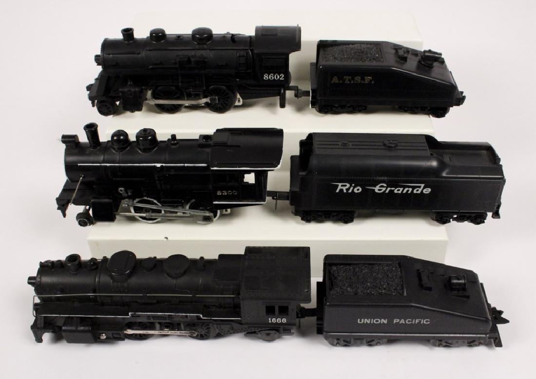 3 Vintage Lionel Locomotives & Tenders: Lionel Locomotives #8602, #1666 and #8300 with Rio Grande, Union Pacific and A.T.S.F Coal Cars. Mt Pleasant, Mich. [HEI 1047]