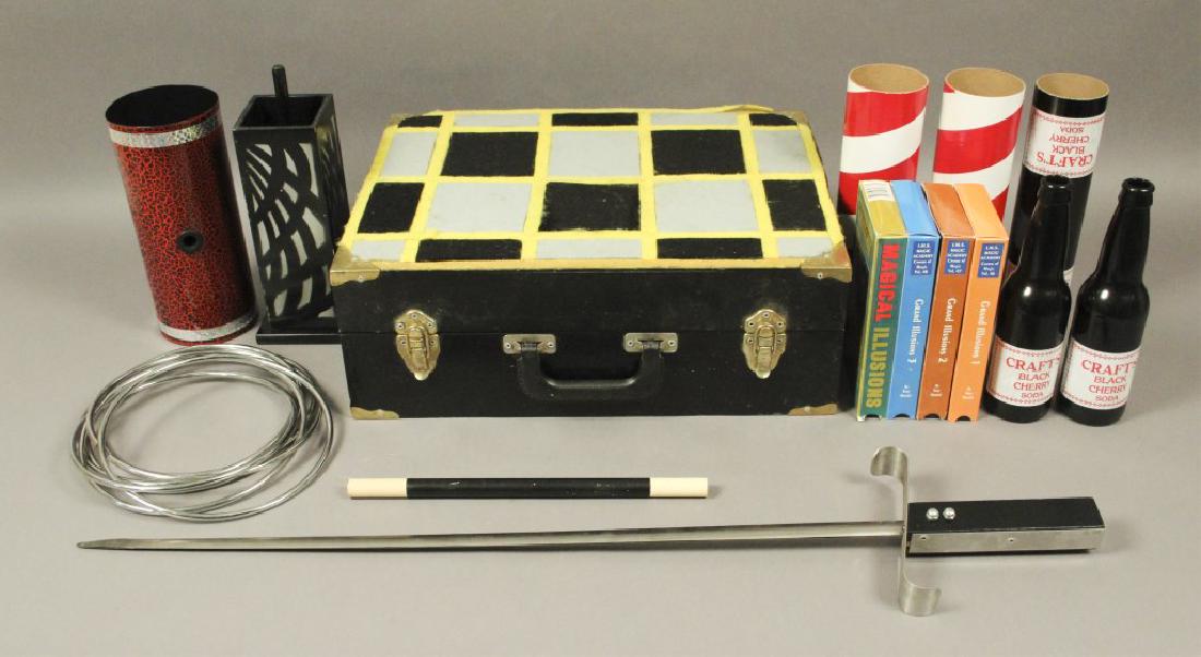 Vintage Assortment of Magic Trick Items: Includes magic wand, sword, rings, VHS tapes, case and more. Magic Castle, Los Angeles. David Blaine. Lance Burton. Shin Lim. David Devant. Apollo Robbins. David Copperfield. Penn and Teller. Harry Ho