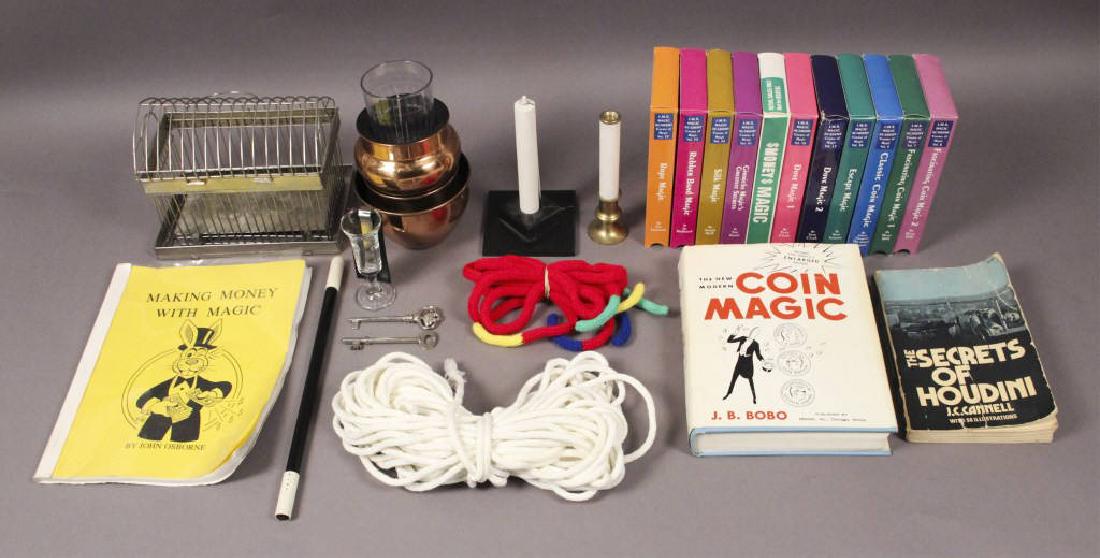 Magician's Magic Accessories - VHS - Books: "The New Coin Magic" by J.B. Bobo, "The Secrets of Houdini" by J.C. Connell, Making Money with Magic, Eleven Magic VHS Tapes, Magic Wand and Misc. Props. Magic Castle, Los Angeles. David Blaine. Lance