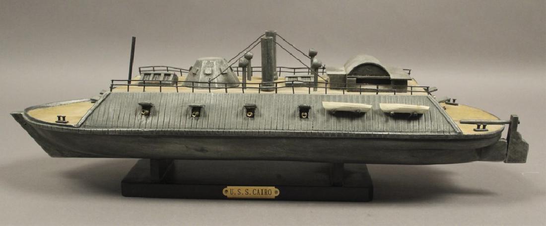 3 Civil War Era Boat Models: 3 Civil War Era boats include U.S.S. Cairo a ironclad warship for the U.S. Navy, C.S.S. Atlanta a Hurley Confederate States Navy submarine, C.S.S. Virginia ironclad worship for the Confederate States 