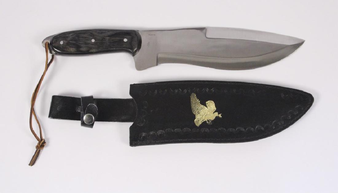 Chipaway Cutlery Hunting Knife with Sheath: Chipaway cutlery knife measures total at 15" with a 10" blade. Knife manufactured in Pakistan. Stainless Steel. [ILY 352]