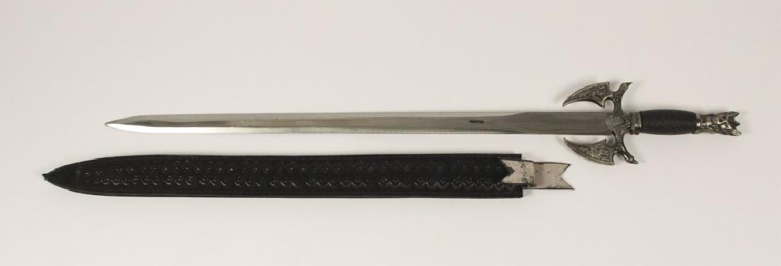 30" Vampire Themed Sword with Leather Sheath: Vampire sword measures in total at 30" with a 24" blade made in Pakistan. [ILY 386]