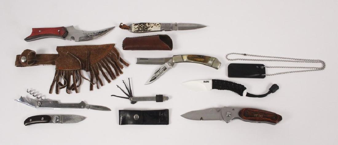 8 Assorted Knives - Hard Hat - A. G. Russell: Most knives have a sheath. [ILY 402]