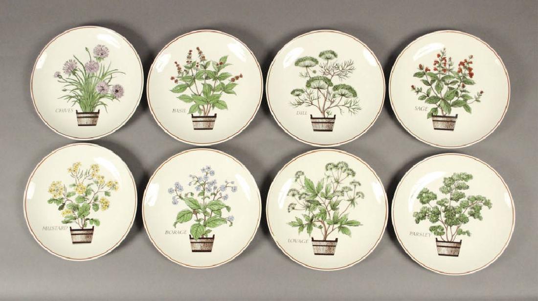8 Decorative 8" Herb Plates: Plate plants include Chives, Basil, Dill, Sage, Parsley, Lovage, Borage & Mustard. [SCG 944]