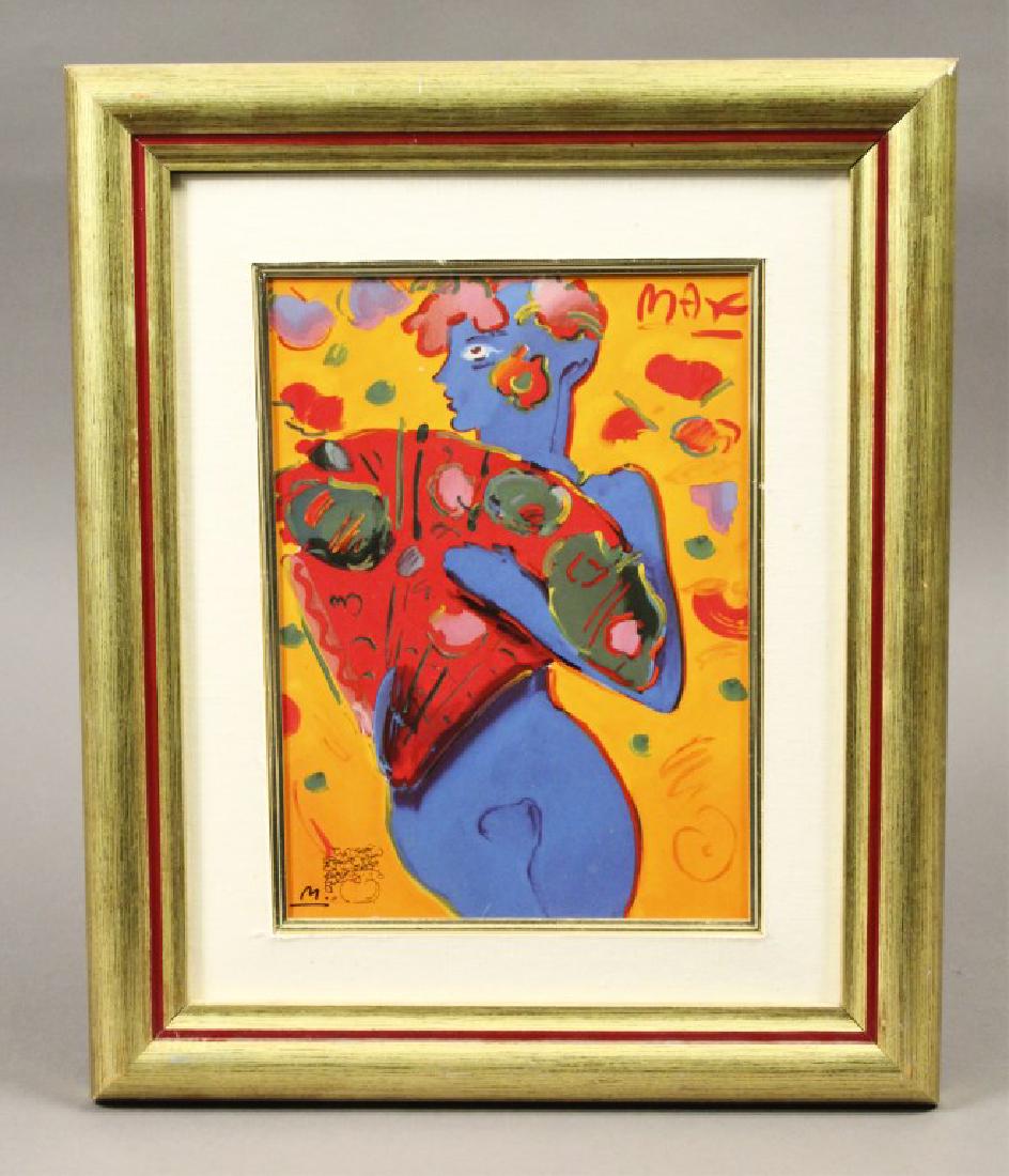 Franklin Mint Fan Dancer by Peter Max: Framed print measures 13" x 16". [ILY 605]