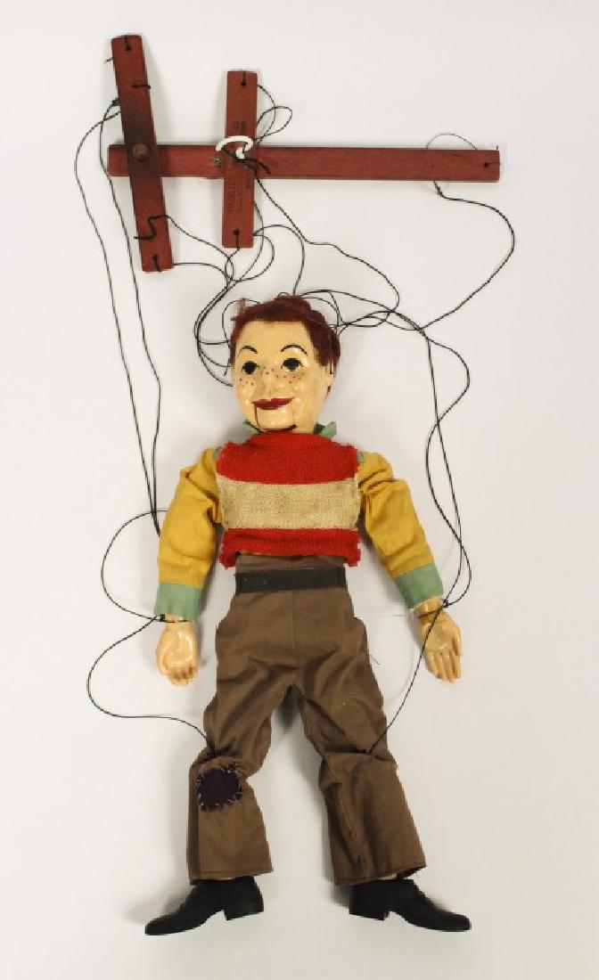 Hazelle's Boy with Freckles Talking Marionette: Vintage airplane control marionette. Stored for many years by a seasoned puppeteer. May have cracks, discoloring and/or the need to untangle or re-string. Please check pictures for condition. [CUR 118