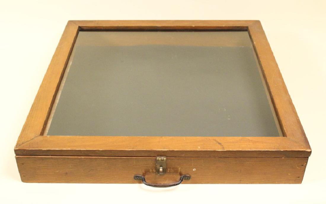 Collectible Display Case with Latch for Locking: Measures 24 x 24 x 2 3/4". Glass top. [TJC 134]