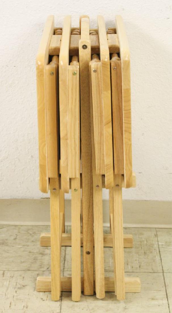 Set of Four Wood TV Trays with Stand: [PET 134]
