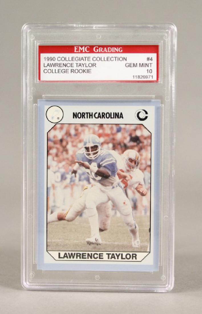 1990 North Caroline Tarheels Lawrence Taylor Card: College Rookie 1990 Colligate Collection. EMC Grading GEM - MNT [DJA 309]