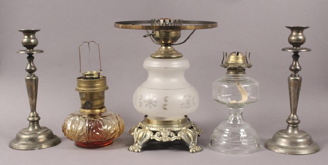 Pair of Candlestick Holders & 3 Oil Lamp Bases (1 of 6)
