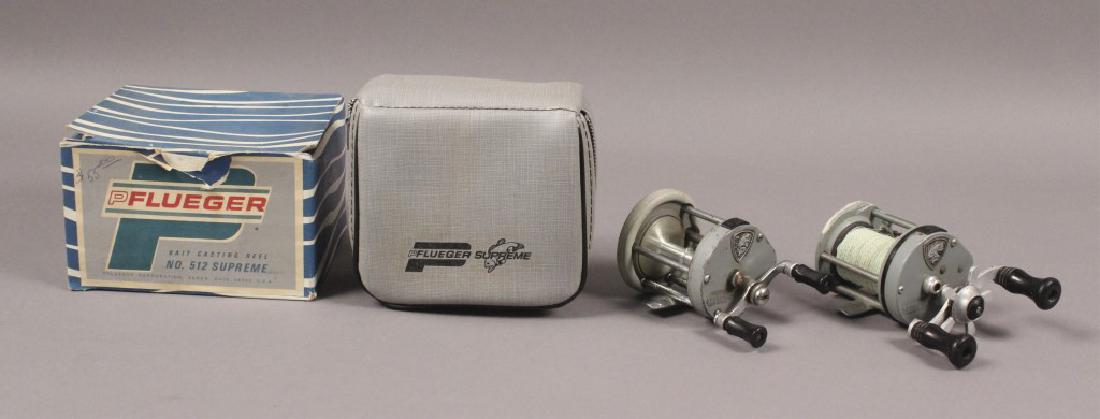 2 Vintage Pflueger Supreme Reels: #512 Supreme in original box. Supreme comes with case. For similar items in our catalog: Collectibles & Furniture - Lots 202 to 598. Tools - Lots 600 to 654. Guns - Lots 200, 656 to 665. Sportsmen's -