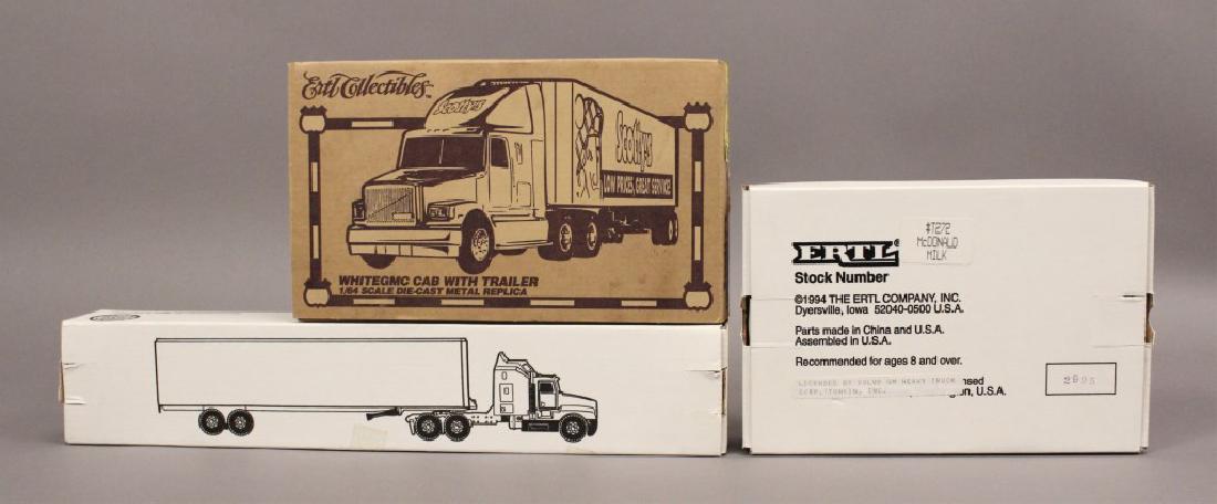 3 Ertl Tractor & Trailers - McDonald - Scotty's: 3 Ertl Tractor & Trailers McDonald Milk Double Trailers, Scotty's & Eaton Axle & Brake Division [AGS 199]
