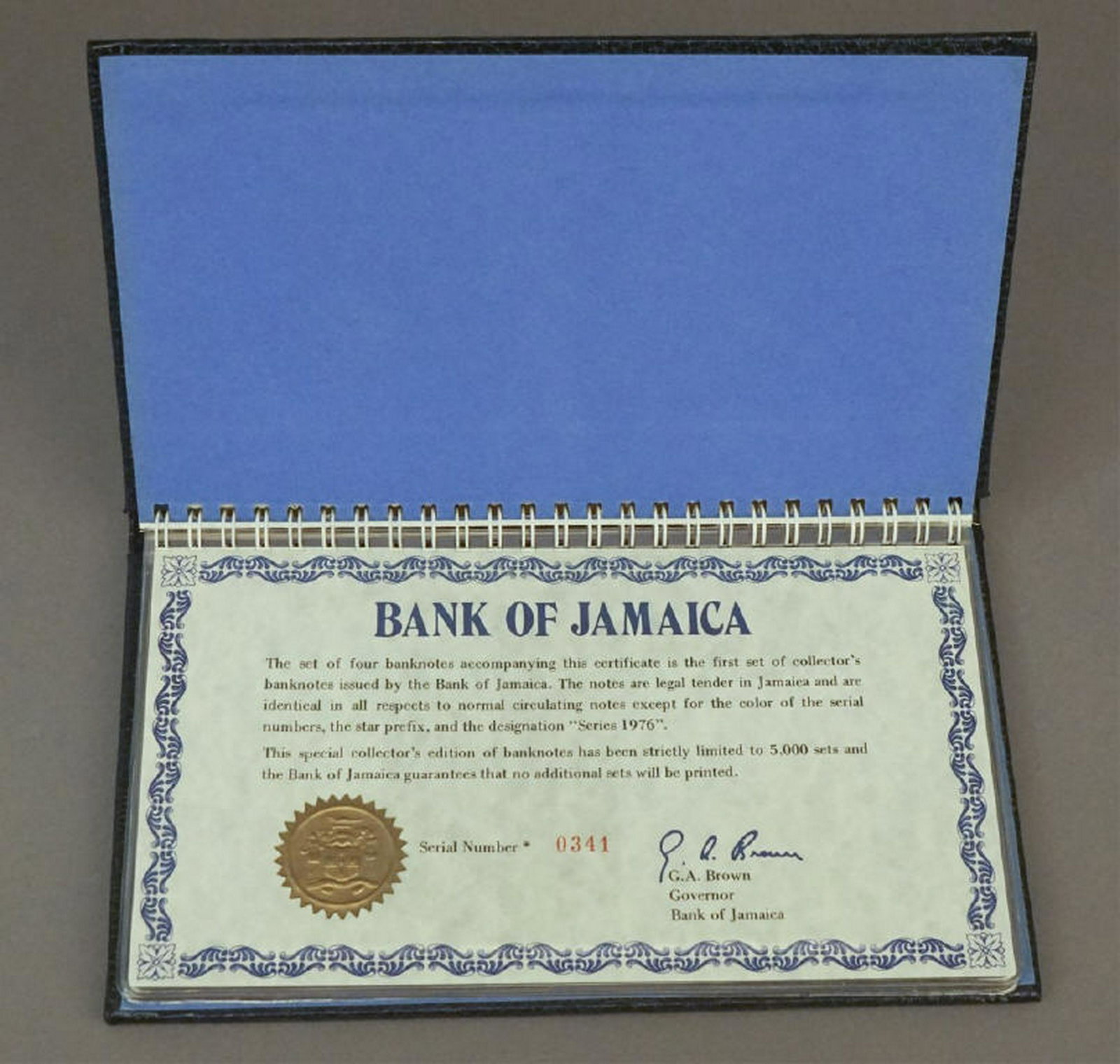 4 Banknotes From The Bank of Jamaica: The notes are legal tender in Jamaica and are identical in all respects to normal circulating notes except for the color of the serial numbers, the star prefix, and the designation "Series 1976". Seri