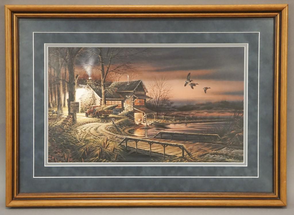 Terry Redlin ''Hunters Haven" Framed Art Print: 1990. Numbered 11628. [KRE 473]