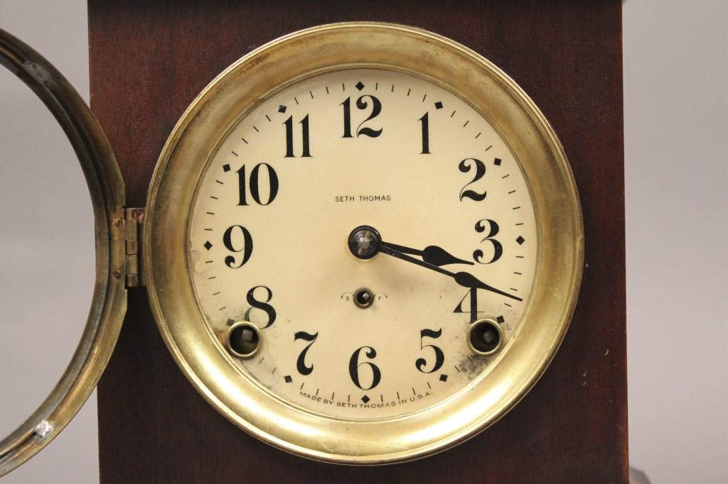 Seth Thomas Small Tabletop Clock with Key: Works and keeps good time. The Seth Thomas Clock Company was founded by Seth Thomas and began producing clocks in 1813. It was incorporated as the "Seth Thomas Clock Company" in 1853. The company manu