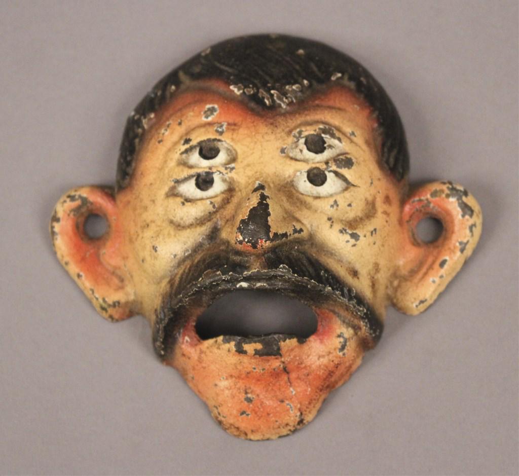 Vintage Cast Iron 4 Eyed Circus Face Bottle Opener: 1940's. Just don't look at him right before you go to bed! [PA 724]