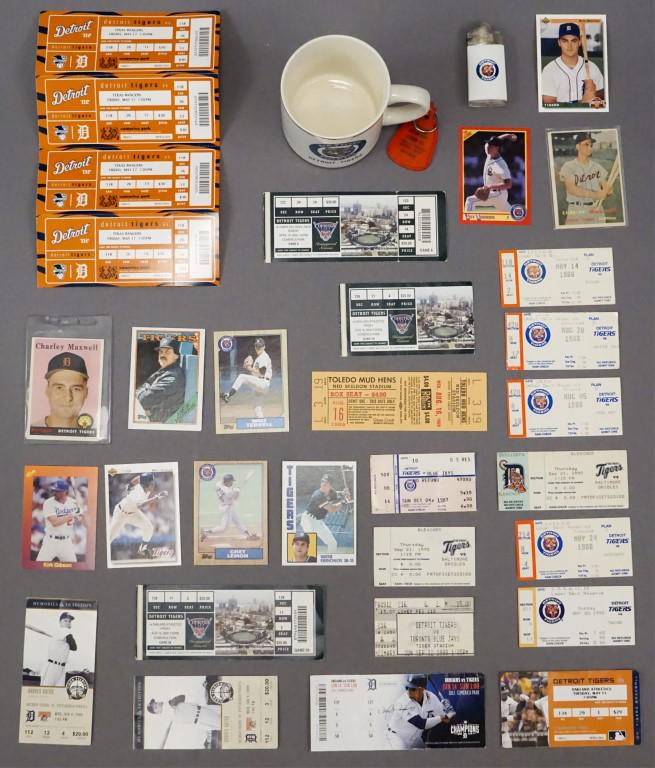 Detroit Tigers - Trading Cards - Tickets - Cup: Willie Horton Club 23 key chain, 1999 Tigers Stadium - Tigers vs Pittsburgh Pirates ticket stubs. 4 unused Detroit 2002 Comerica park Detroit Tigers vs. Texas Rangers tickets, Gas Lite Detroit Tigers 