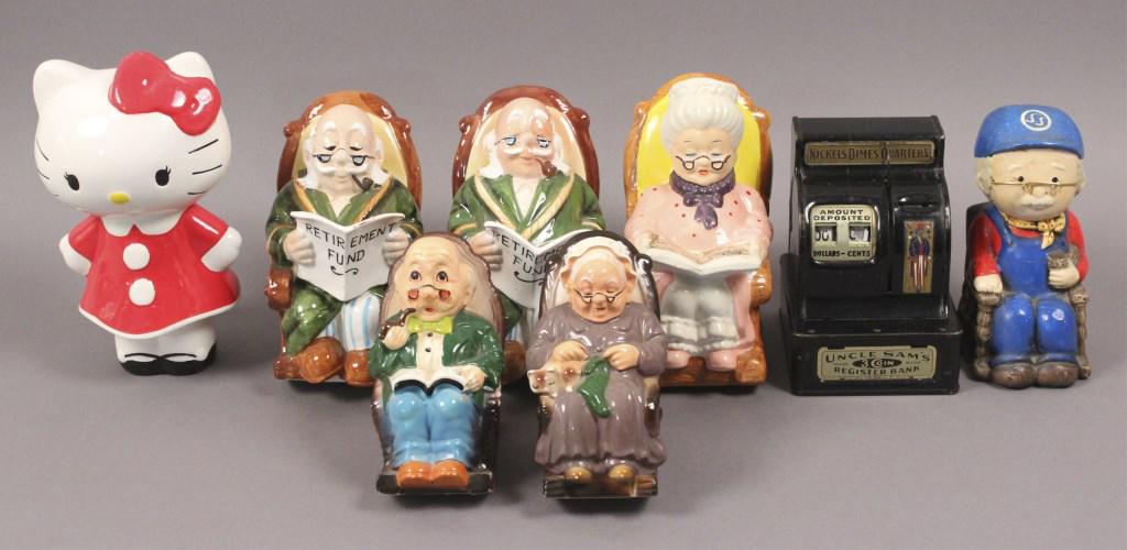 Large Collection of Banks - Hello Kitty - Grandpa: Hello Kitty (Japanese: ???·??? Hepburn: Haro Kiti),[4] also known by her full name Kitty White (???·???? Kiti Howaito),[3] is a fictional character produced by the Japanese company Sanrio, created b