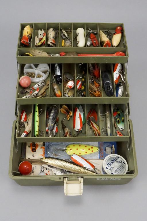 'Old Pal' Tackle Box Loaded with Lures: Assorted Lures, Bobbers, Fishing Line & More. [CKE 141]