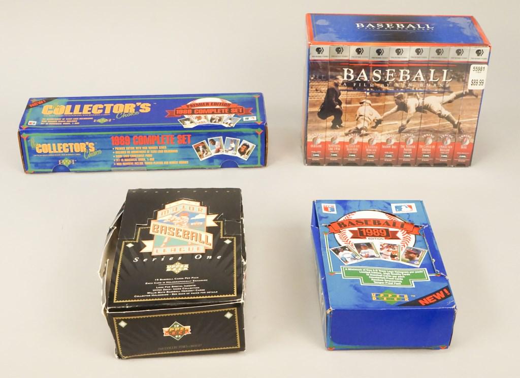 Baseball Card Packs & PBS VHS Baseball Documentary: 1989 Upper Deck baseball card packs, 1989 Upper Deck Collectors Choice. Baseball - PBS - 9 VHS - A film by Ken Burns. 1993 Upper Deck Series 1 Collector's Choice. [MAB 417]