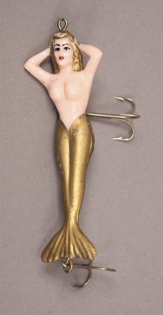 Vintage Gold Stream Eze Mermaid Fishing Lure: Well, here she is, your last chance to score a fishing date with a mermaid! Thanks for all of your bids and we have to see you soon at another Pace & Hong Auction. [MAB 436]