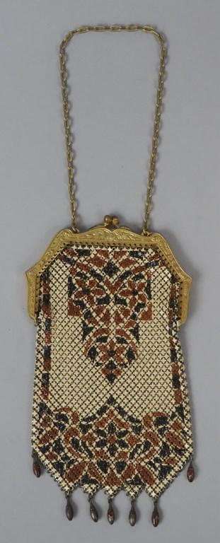 Antique Mandalian Mesh Purse with Enamel Overlay: 1920's Art Deco Purse. Flappers. Speakeasy. Fashion. Life before Gucci and Coach! [RMP 4211]
