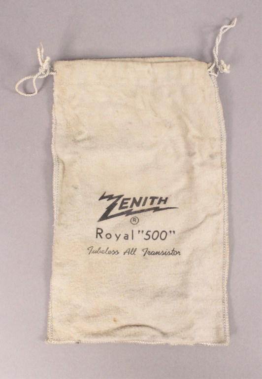 1950's Zenith Royal 500 Transistor Radio Felt Bag: Bag only. [RMP 4269]