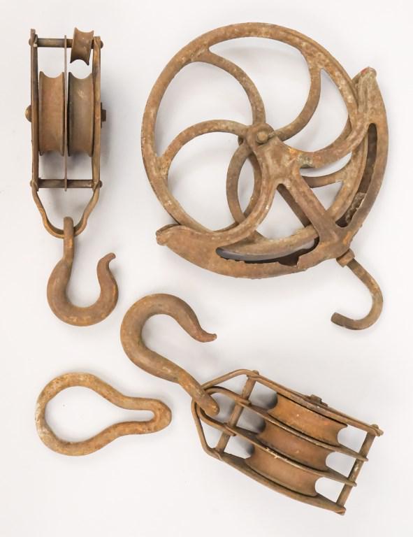 Nice Collection of Antique Farm Pulleys: Tools. [DBN 459]