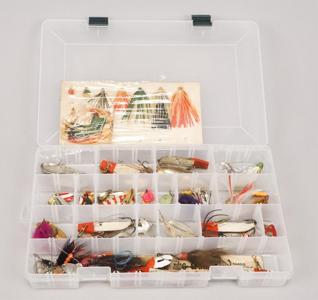 Plastic Organizer Tackle Box Filled with Lures: Flies, Spoons & More [RMP 4282]