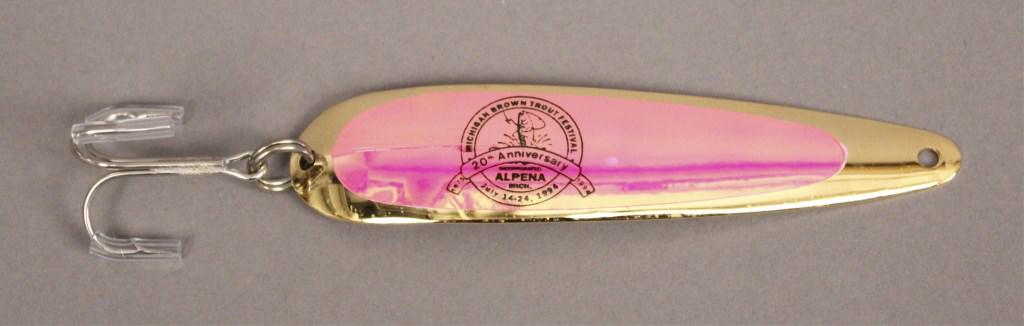 1994 Michigan Brown Trout Silver Streak Lure: Advertising collectible. Silver Streak - Detroit Michigan. [RMP 3762]