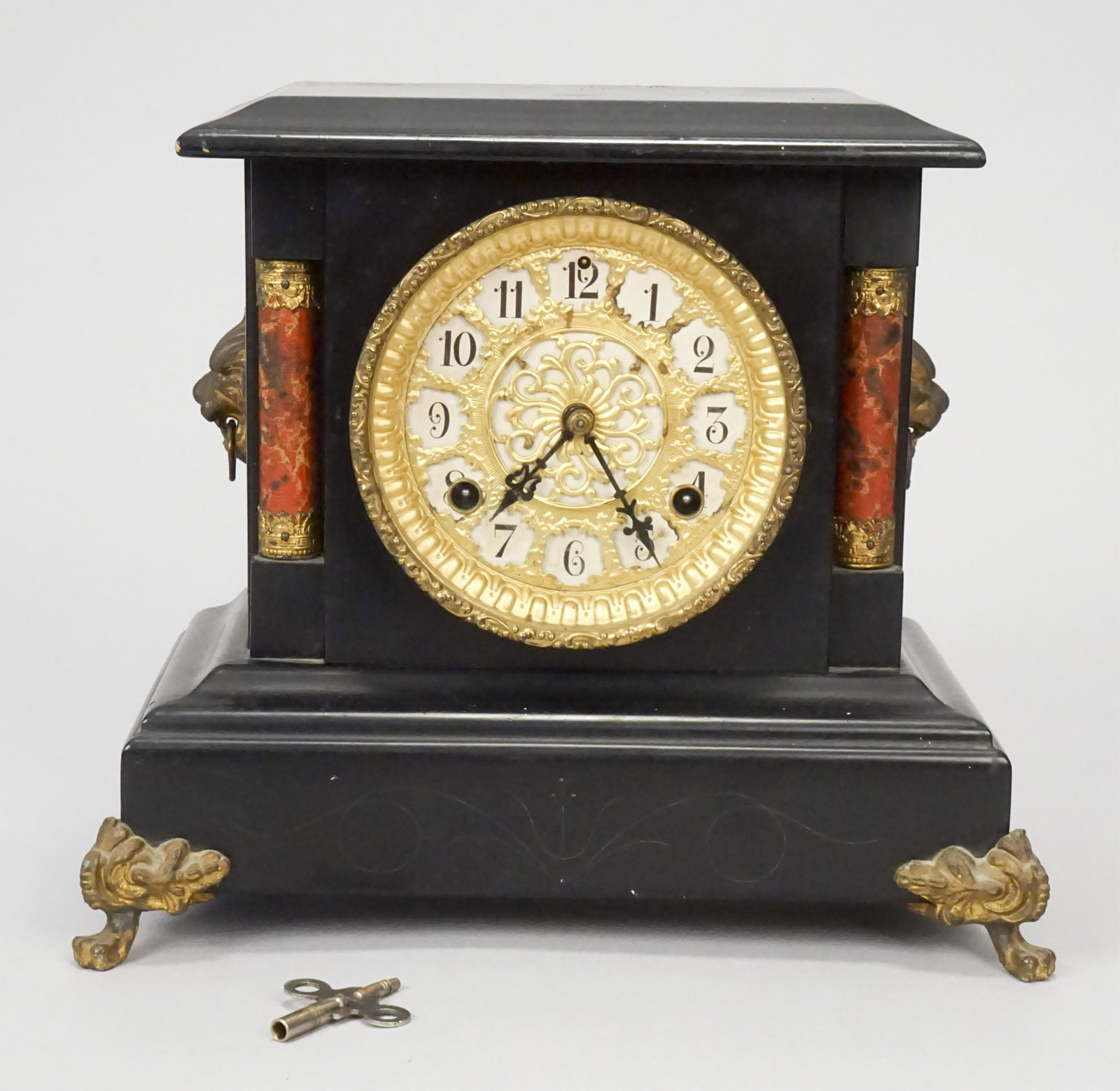 Sears Strathmore Waterbury Clock Co. Clock: Includes key. "Strathmore" manufactured expressly for Sears Roebuck & Co. Chicago by the Waterbury Clock Co. , Waterbury, Conn. Works. Clock has been serviced and oiled by a professional clocksmith. [