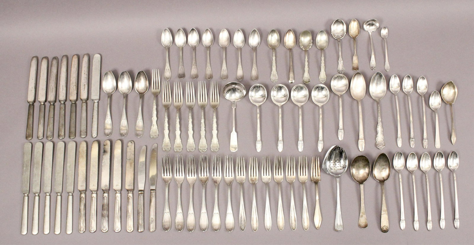 Assorted Oneida & Simeon & Rogers Silverware: Large assortment of silver plated silverware. [RMP 4377]