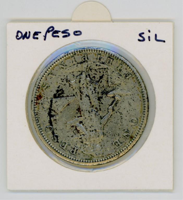 1910 U.S. 1 Peso Philippines Silver Coin (1 of 5)