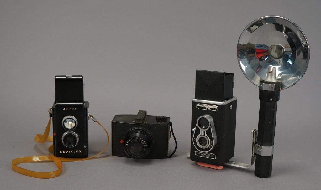 3 Vintage Cameras - Hollywood - 2 Ansco: Hollywood has a slow shutter. Ansco Pioneer and Ansco Rediflex, both work. Cindy Sherman. Robert Frank. Eliot Porter. Imogen Cunningham. Frans Lanting. Paul Strand. Weegee. Richard Avedon. Don McCulli
