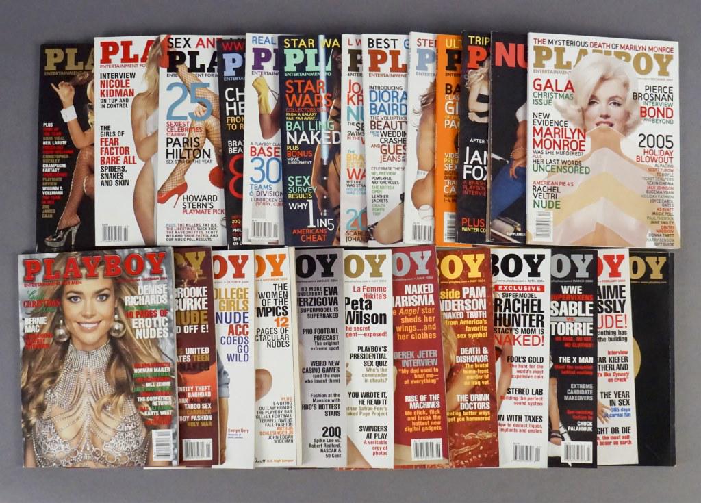 2004-2005 Playboy Magazines: 26 Issues. 2004 Issues include: January, February, March, April, May, June, July, August, September, October, November, and December. 2005 issues include: January, February, March, April, May, June, J