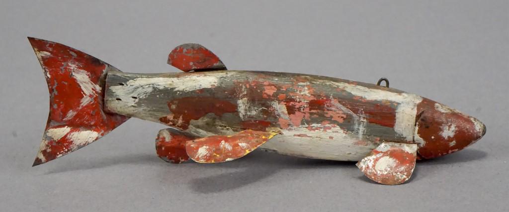 Fishing Lure Decoy - Upper Peninsula of Michigan: Made of wood with metal fins. [MAB 2075]