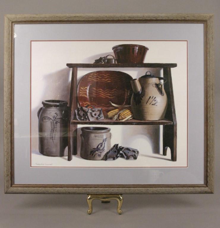 "Cookie Cutter" Framed Print by Pauline Campanelli: Original is oil on canvas. This print has been professionally matted and framed. 1991. Display stand is not included. For photography purposes only. [CLU 571]