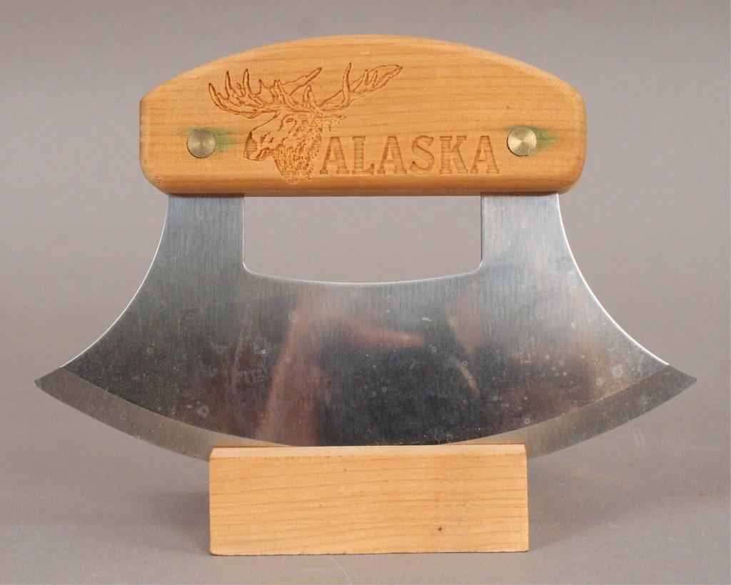 Alaskan Women's Ulu Knife with Wooden Holder (1 of 4)