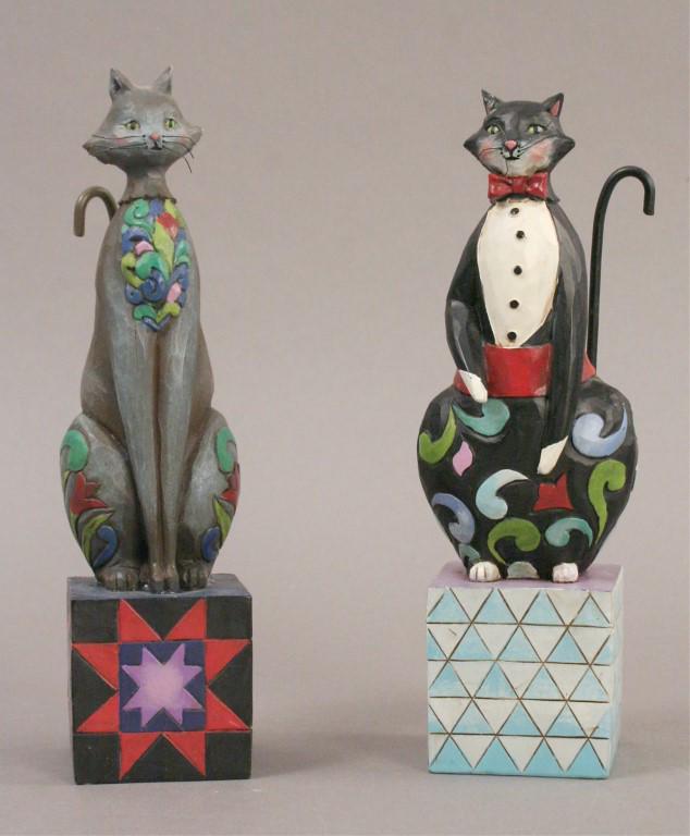 2009 Jim Shore - Heartwood Creek - Alfred & Leona: 4013502 "Leona" & 4013503 "Alfred" cat figurines for feline lovers! [CLU 990]