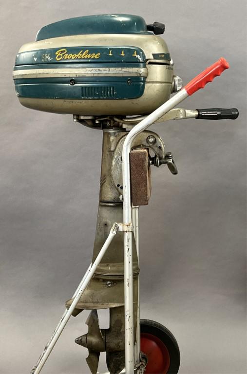1950's Spiegel Brooklure 500 Boat Motor 5 HP: Model # 230-51-50. Serial # 433848. For parts or restoration. Stand not included. [TKJ 395]