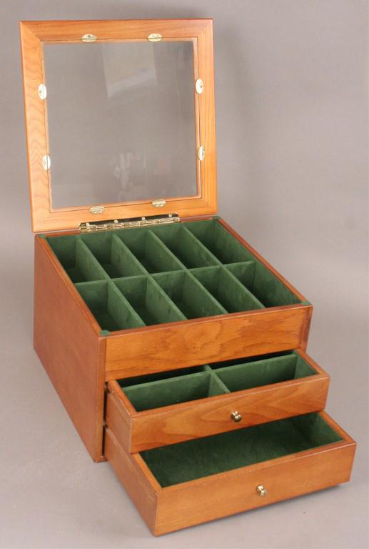 Wooden Display Case and Storage Drawers (1 of 3)