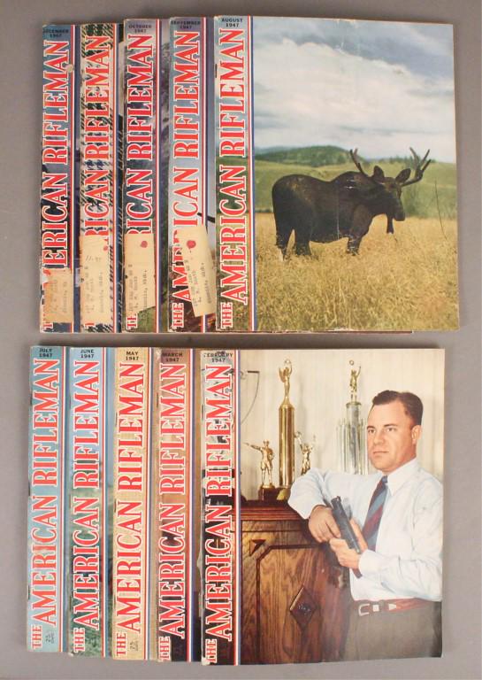 10 Issues of American Rifleman - 1947: Missing January & April for a complete set. [TKJ 228]