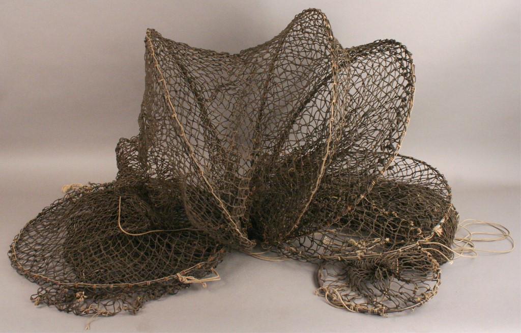 Vintage 11' Long Fish Trap: Largest five rings are approximately 20' in diameter. [TKJ 403]