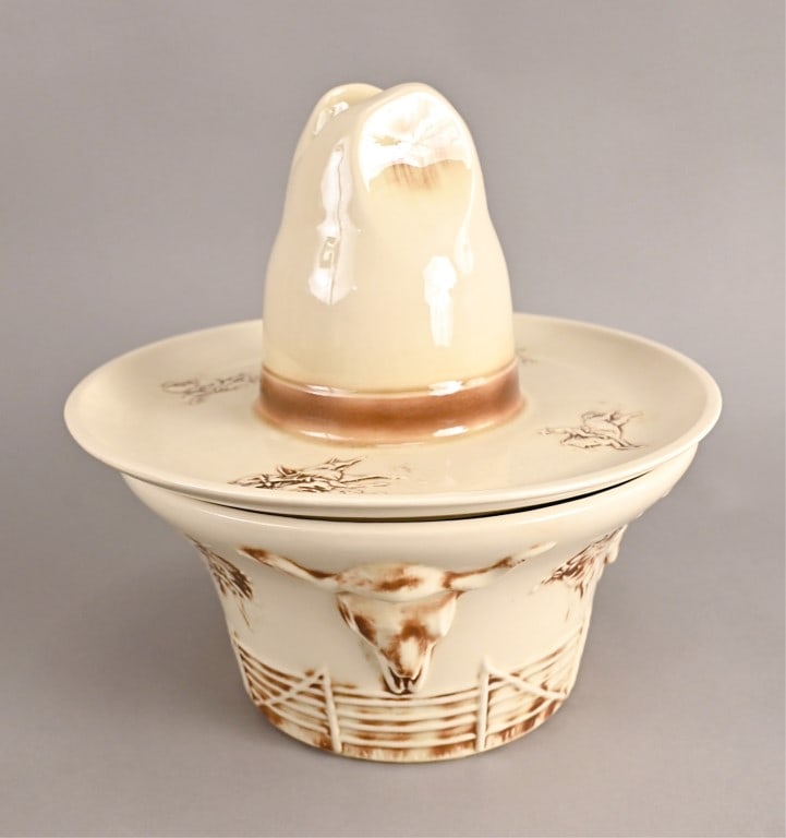 1950's McCoy El Rancho Cowboy Hat Chip Dip Plate: Crazing on the hat. See photos. [ACO 102]