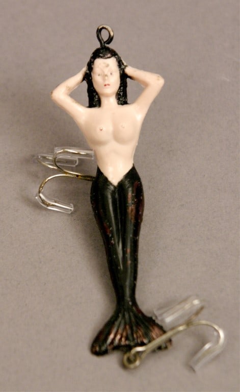 Vintage 4" Mermaid Fishing Lure Black Bottom: [RMP 5373]