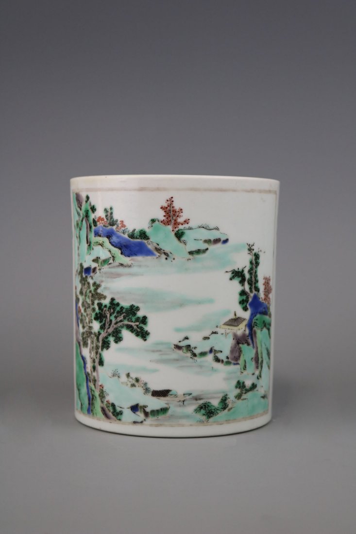 A Famille Verte Brush Pot (1 of 6)