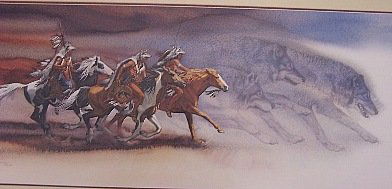 Bev Doolittle Wolves of the Crow Sgnd/#'d Print: Bev Doolittle "Wolves of the Crow" print offered here measures 21" X 41" and is 1176/2650. ESTIMATED SHIPPING CHARGES FOR THIS ITEM ARE $62.00 FOR FEDEX GROUND SHIPPING W/ FRAGILE WRAP. THIS ESTIMATED