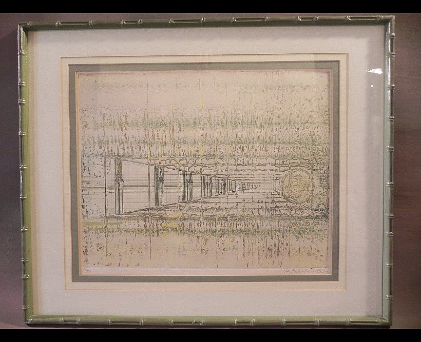 Krishna Reddy Signed and Numbered Print: Pencil signed and numbered 9/100. Frame measures 21" x 25 1/4" at outside edges.