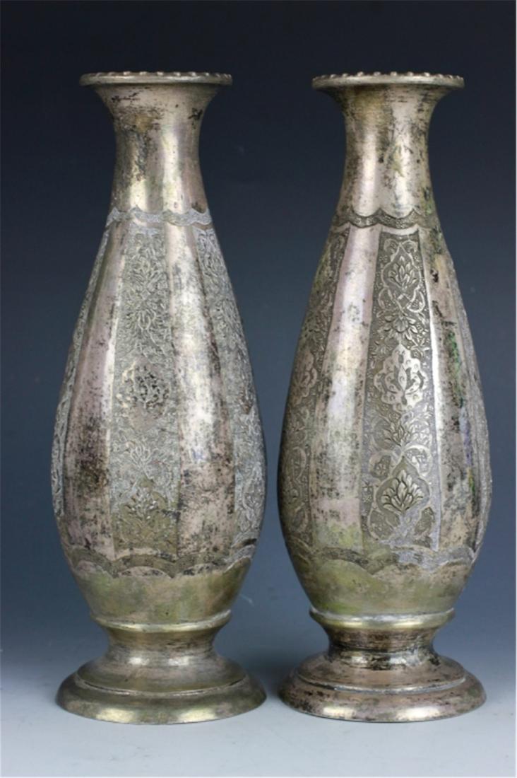 2 Persian Antique Silver Vases (1 of 8)