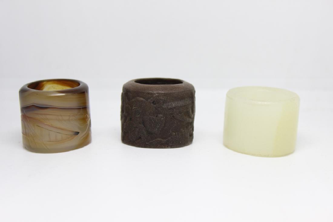 Three Chinese Agate and Wood Thumb Ring (1 of 7)